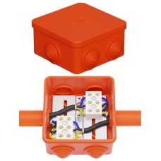 Коробка JBS080 85х85х50, 6 вых., 4P (0,15-4,0 мм²) (43111HF). Коробка монтажная, огнестойкая, без галогена. Экопласт